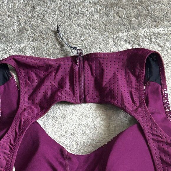 Nike Swimsuit Womens XL One Piece Back Zip Burgundy Polka Dots Bathing Suit New - Picture 7 of 11